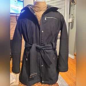 Michael kors black rain fleece coat jacket